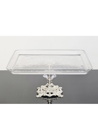 Atabey Home Döküm Ayaklı Kare Servis Tabağı Gümüş Ayak