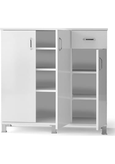 Ahşap Çekmeceli 3 Kapaklı Ayakkabılık Çok Amaçlı Dolap Ckmc3ayk3 001