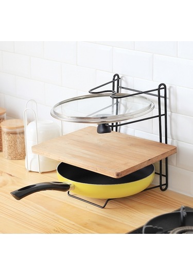 Demir Mutfak Organizer: Kapağı, Kesme Tahtası Ve Tencereyi Tutabilir - Kahve Altın Rengi 30x17x21.5cm Kahverengi Kahverengi