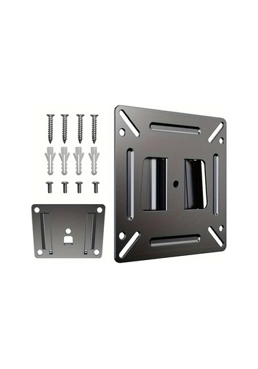 Xuweiwei 14-27 İnç Siyah Sabit Düz Ekran Tv Montaj Braketi Demir Vida Siyah