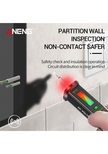 Lemestar Aneng Vc1015 12-1000v Su Geçirmez Dış Kabuklu, Fener Ve Sesli Alarmlı Dokunmadan Elektrik Test Kalemi Pil Yok