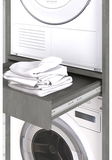 Arya 70 Cm Çamaşır Ve Kurutma Makinesi Dolabı - Retro Gümüş