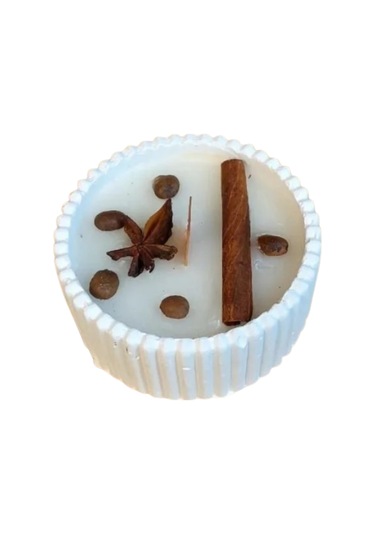 Uretti - Makbule 3845 El Yapımı Tarçın Ve Yıldız Temalı Şık Dekoratif Mumluk - Beyaz Beyaz