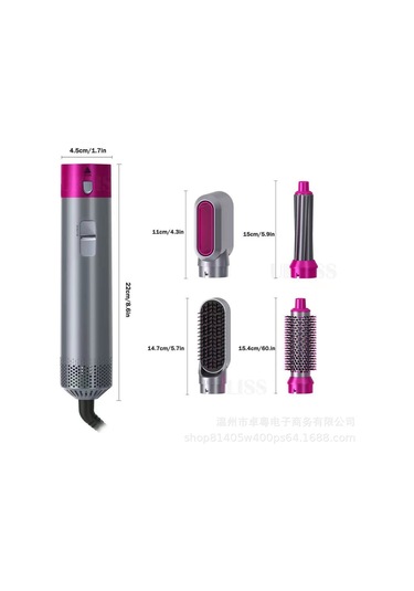 Moveevo Beş Bir Arada Bukle Çubuğu Sıcak Hava Tarağı Kıvırcık Düz Çift Kullanımlı Saç Şekillendirme Tarağı Elektrikli Saç