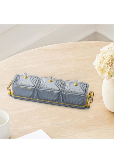 Suntek Magideal Kurutulmuş Meyve Tepsisi Bölünmüş Saklama Kabı Gri