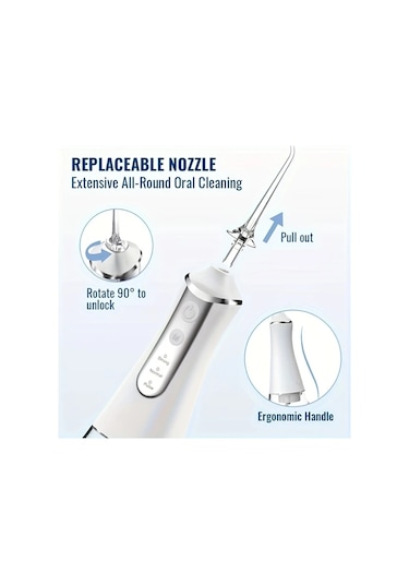 Willowhaven Pembe Kablosuz Taşınabilir Su Diş İpi Quartz Diş Çubuğu Şarjlı Ağız Bakım Cihazı