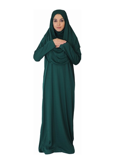 Zümrüt Yeşil Fermuarsız Namaz Elbisesi Zümrüt Yeşili