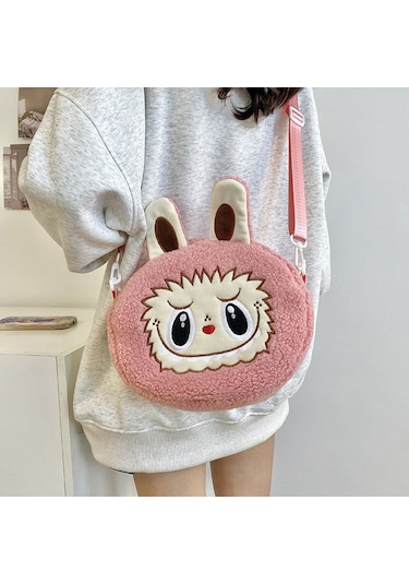Snapbuy Labubu Tasarımlı Peluş Çapraz Çanta Pembe