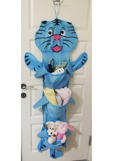 Çocuk Odası Dizayner Banyo Sepeti Kapı Arkası Organizer Mavi