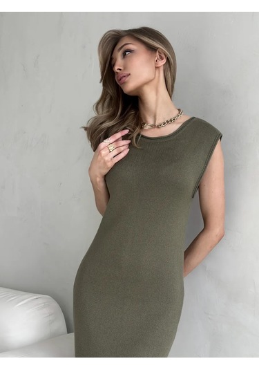 Soleya Açık Sırtlı Uzun Örgü Elbise 317943173