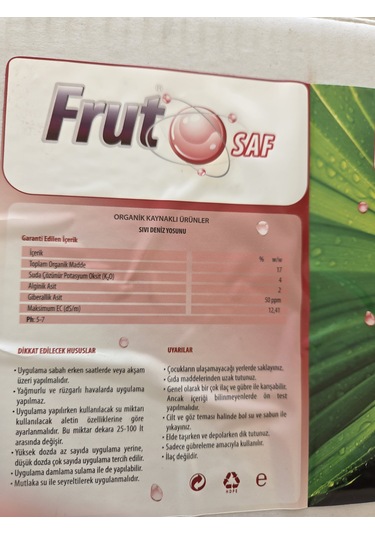 Fruto Saf Deniz Yosunu-amino Asit-fulvik Asit İçerikli Sıvı Gübre