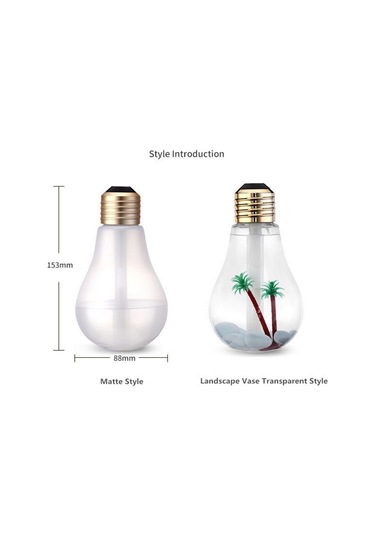 400 Ml Renkli Işık Taşınabilir Ampul Şekli Aromaterapi Hava Temizleme Nemlendirici Ev / Ofis / Araba İçin Gümüş