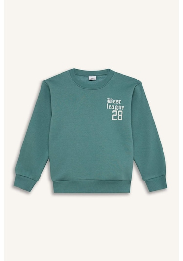 DeFacto Erkek Çocuk Oversize Geniş Kalıp Bisiklet Yaka Sırt Baskılı Kalın Sweatshirt D1912A824WNGN757