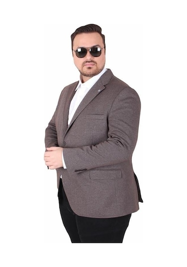 Starbattal Erkek Büyük Beden 4 Drop Blazer Sedef Ceket 500606 Kahverengi Kahverengi