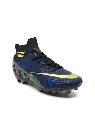 Taşpınar Laliga Erkek Günlük Çoraplı Halı Saha Dişli Krampon Spor Büyük Numara Ayakkabı 45-47 Siyah Lacivert Siyah - Lacivert