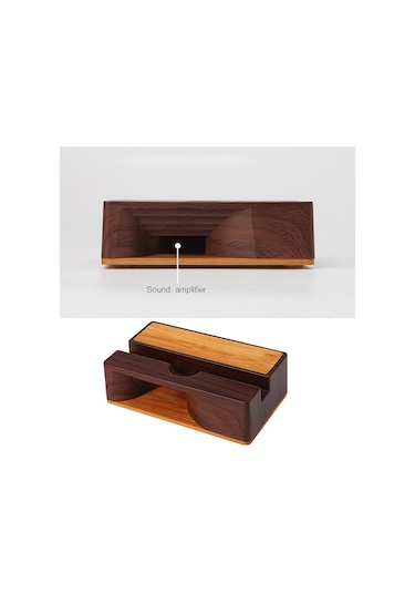 Singree Ahşap Telefon Standı - Ses Yükselticili Masaüstü Telefon Tutucu