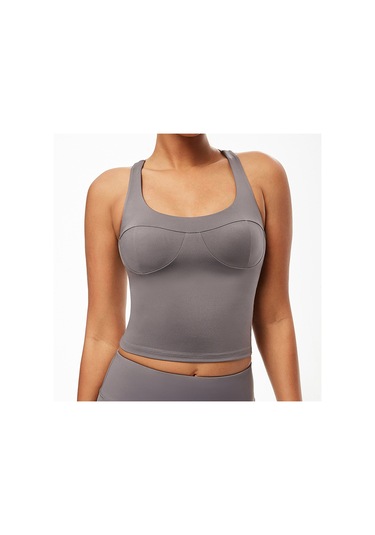 Wezone Kadınlar İçin Hızlı Kuruyan, Nefes Alabilen Çapraz Sırtlı Yoga Atleti Rahat Ve Destekleyici Spor Giyim Gri