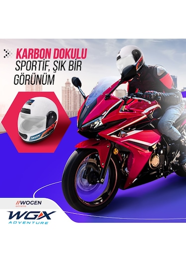 Wogen Fullface Kask Karbon Beyaz