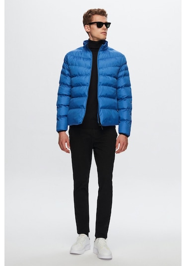 Ds Damat Slim Fit Mavi Rüzgar Geçirmez Elyaf Dolgulu Mont 1HF07ORT01940 Mavi