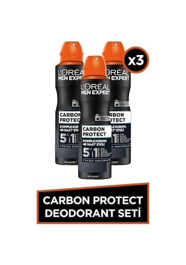 Carbon Protect Anti Perspirant 5'i 1 Arada Erkek Sprey Deodorant 150ML 3'lü Set