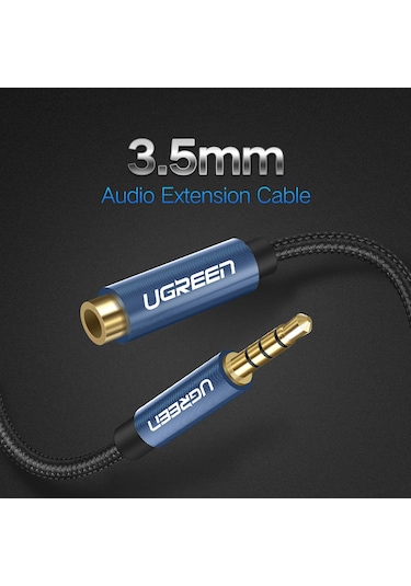 Ugreen Naylon Örgülü 3.5 MM Ses Uzatma Kablosu 1.5 Metre
