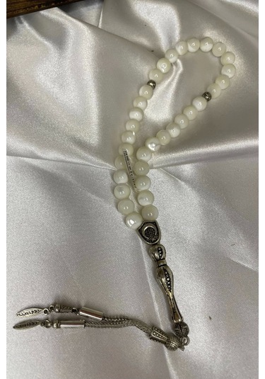 Rahan İnci Tespih Tesbih Doğal Taş Tesbih Gümüş İmameli Taç Çakrası Taşı Ahşap Kutulu Bereket Taşı Çok Renkli