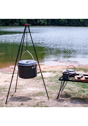 Sundick-kamp Şenlik Ateşi Tripod Taşınabilir Üçgen Destek Kamp,siyah Siyah