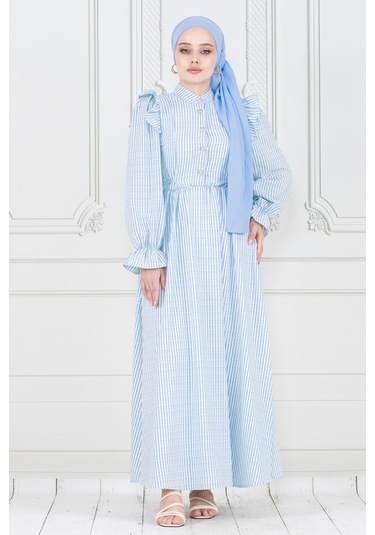 Pötükare Fırfır Detaylı Eda Elbise-bebe Mavi-3987-bebe Mavi Bebek Mavisi