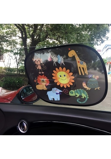 Hightower Bir Çift Katlanır Hayvan Desenli Araç Ön Cam Güneşlik Pvc Uv Koruma Aslan Zürafa Maymun