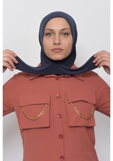 Çıtçıtlı Hazır Eşarp Hijap Füme