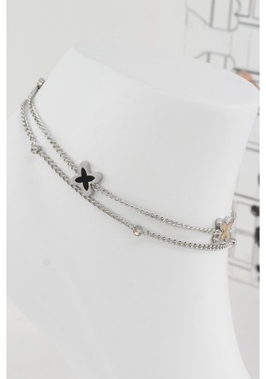 Kadın 316 L Kararmaz Anti Alerjenik Çelik Halhal Zy00022 - Gümüş