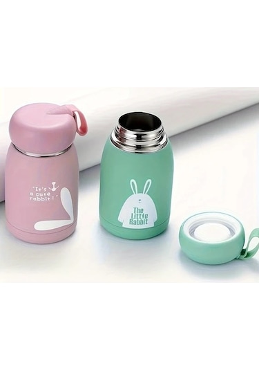 Trendooze Sunshine022 Tavşanlı 11oz Pembe Termos, Hediye Seçimi Pembe