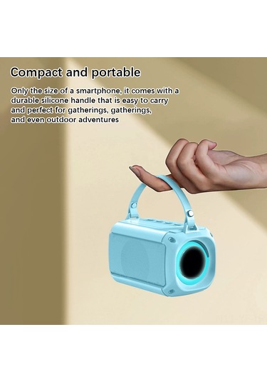 Yifomall Mavi Kablosuz Bluetooth Hoparlör Mikrofon Seti, Ev Ktv İçin 2 Mikrofonlu, Renkli Işık Özelliği, 20m Mesafe, 5w Güç