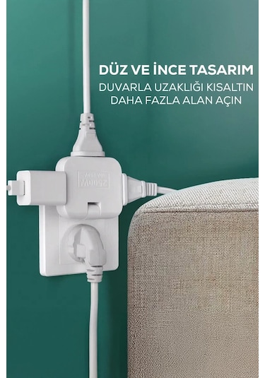 Katlanır Priz 3 Gözlü