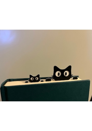 Kitap Ayracı - Sevimli Kedi Şeklinde Ayraç 2 Adet Büyük Ve Küçük Boy