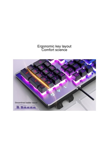 Yındıao K002 Usb Kablolu Mekanik Hissediyorum Rgb Arkadan Aydınlatmalı Klavye + Optik Fare Seti Beyaz