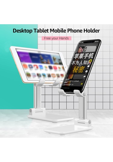 Kosona T9 Siyah Telefon Ve Tablet Tutucu - Katlanabilir Yükseklik Açı Ayarı - Dışarıdaki Kaydırma Önleyici - 12.5kg Yük Kapasitesi Siyah