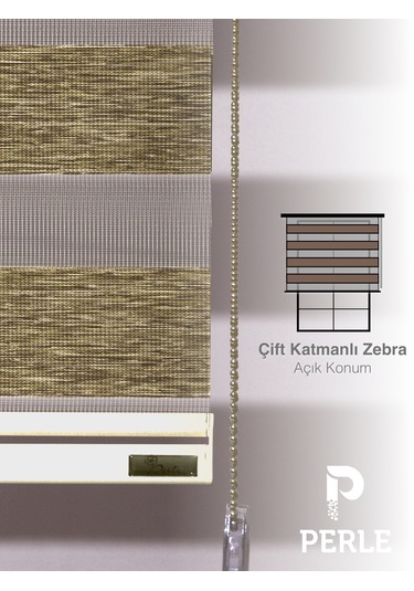 Br Perle Kırçıllı Kahve Renk Bambu Stor Zebra Perde Yüksek Kalite Alüminyum Kasa Kırçıllı Kahve