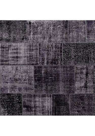 Jazz Patchwork Desenli Dokuma Taban Dekoratif Siyah Halı (Al 81)