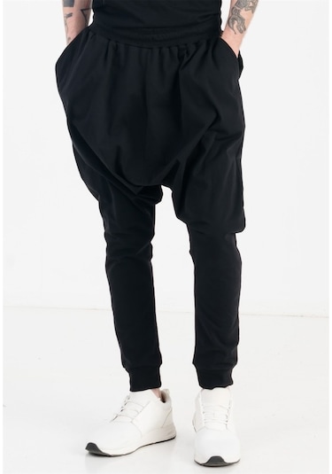 Jahr Marc Siyah Slim Fit Yanları Cepli Erkek Şalvar Eşofman Altı Siyah