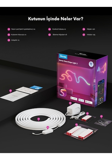 Govee Neon Led Şerit 2.nesil 3m -beyaz H61d3301