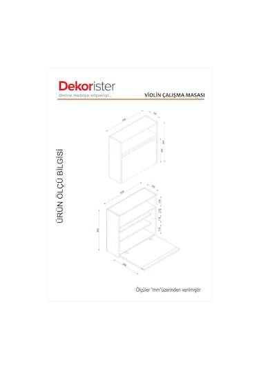 Dekorister Violin Laptop Çalışma Masası Beyaz