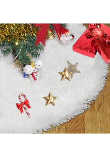 Qingmipy Noel Ağacı Eteği - Su Geçirmez Yünlü Dekorasyon Örtüsü 90cm/120cm, Beyaz/kırmızı