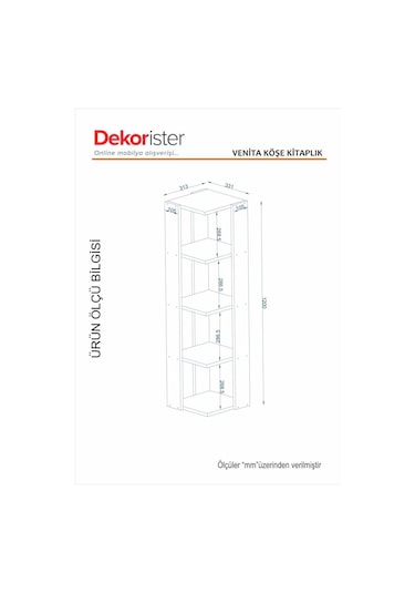 Dekorister Venita Köşe Kitaplık Beyaz