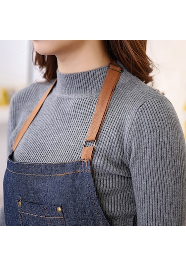 Yuntech01 Erkek Kadın Unisex Pamuk Cila Fırın Apronu, Nordic Stili, Kollüksüz, Ev Ofis Temizlik, Dayanıklı, Mavi Halka Kanca Diğer