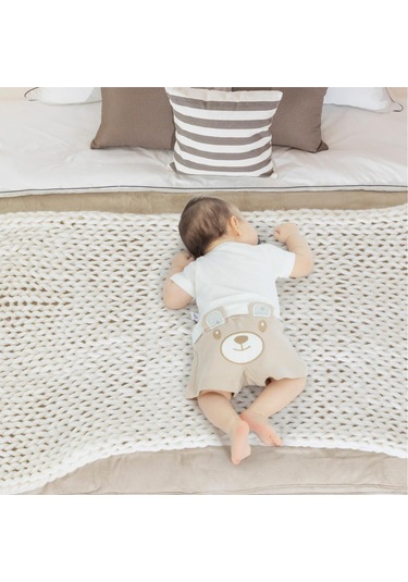 Gezenbebe Hero Kısa Kol Desenli Bebek T-shirt Ve Nakışlı Şort Seti Teddy Organik Çok Renkli