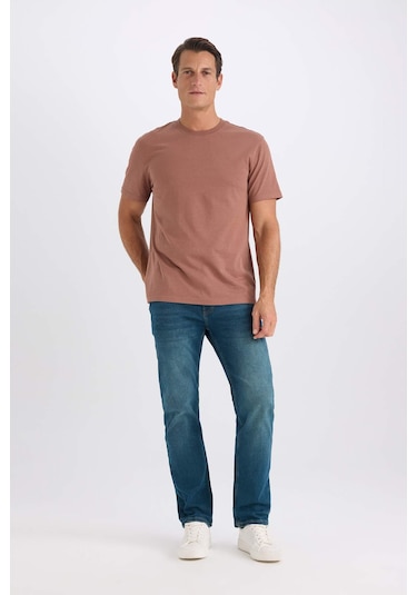 DeFacto %100 Pamuk New Regular Fit Bisiklet Yaka Basic Düz Kısa Kollu Tişört V7699AZ25SPBN307