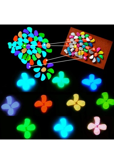 Vkemall 30 Adet Işıklı Akvaryum Taşları - Çeşitli Renkler, Bahçe Ve Akvaryum Dekorasyonu, Güneş Işığını Emerek Parlar