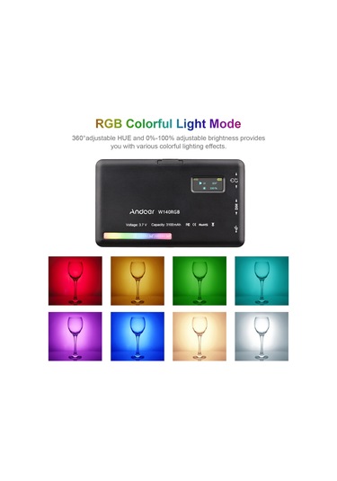 Andoer W140 Rgb Cep Video Konferans Led Video Işık Kiti Siyah Siyah