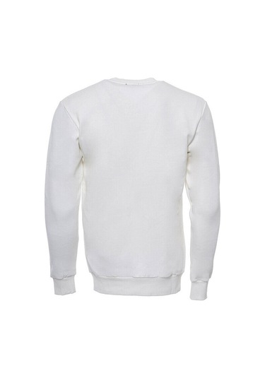 Krem Baskılı Bisiklet Yaka Erkek Sweatshirt - Wessi Siyah
